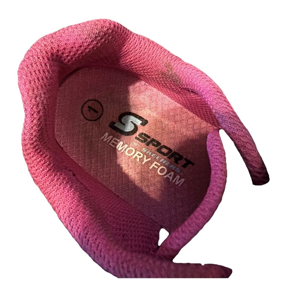 Slip On Bungee Laces hook & Loop Memory Foam Girls Sketchers S Sport CORA Size 1 - Picture 7 of 11